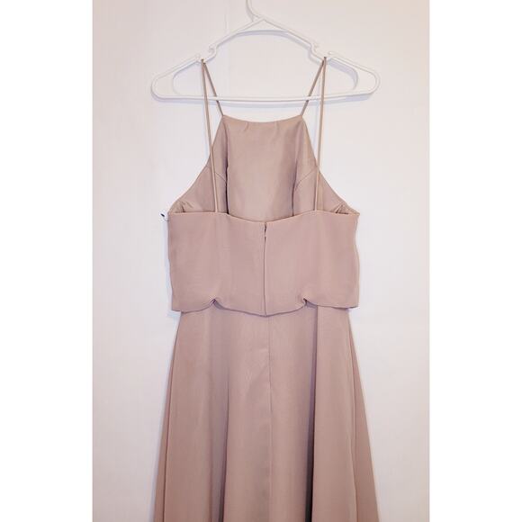 Sorella Vita rose pink spaghetti strap blouson full length chiffon gown Size 12 - Picture 6 of 11